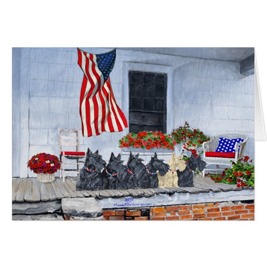 Patriottische Scotties wachten op de Big Parade (Voorkant Horizontaal)