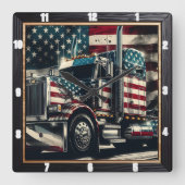 Patriottische semi-vrachtwagen Amerikaanse vlag Vierkante Klok (Voorkant)