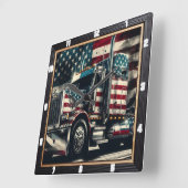 Patriottische semi-vrachtwagen Amerikaanse vlag Vierkante Klok (Hoek)