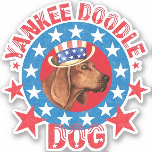 Patriottische sequbone Coonhound Vinyl Sticker (Voorkant)