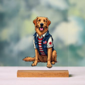 Patriottische servicehond Golden Retriever shirt 4 Acryl Bord (Neutraal)