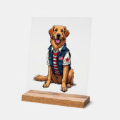 Patriottische servicehond Golden Retriever shirt 4 Acryl Bord (Hoek)