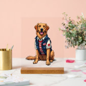 Patriottische servicehond Golden Retriever shirt 4 Acryl Bord (Huwelijk)