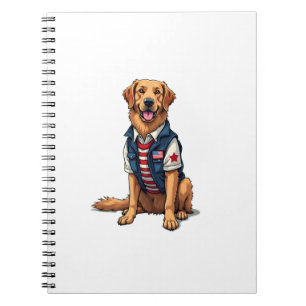 Patriottische servicehond Golden Retriever shirt 4 Notitieboek