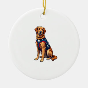 Patriottische servicehond Golden Retriever shirt Keramisch Ornament