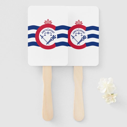 Patriottische set handventilatoren met vlag van Ci Handwaaier (Voorkant en achterkant)