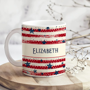 Patriottische Shabby Chic Independence Day Vlag St Koffiemok