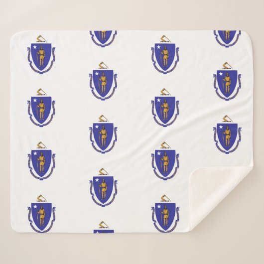 Patriottische Sherpa Blanket met Massachusetts vla Sherpa Deken (Voorkant (horizontaal))