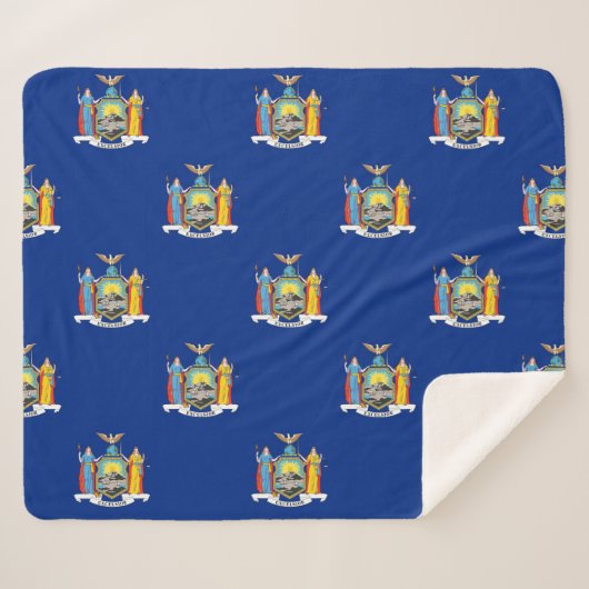 Patriottische Sherpa Blanket met New York vlag Sherpa Deken (Voorkant (horizontaal))