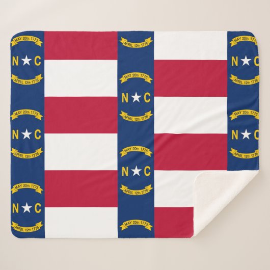 Patriottische Sherpa Blanket met North Carolina vl Sherpa Deken (Voorkant (horizontaal))