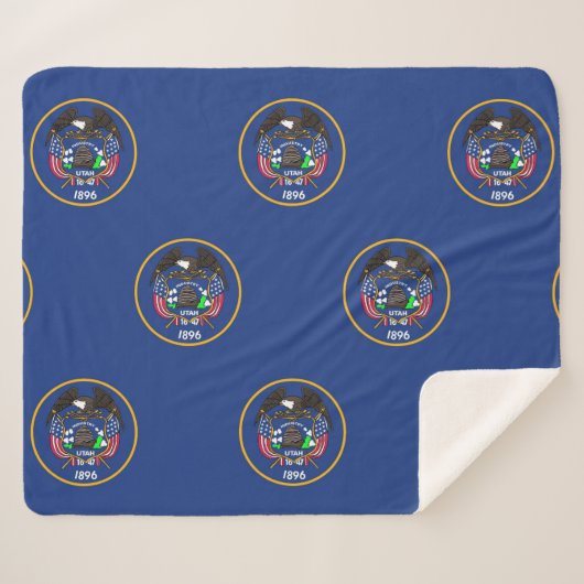 Patriottische Sherpa Blanket met Utah vlag Sherpa Deken (Voorkant (horizontaal))