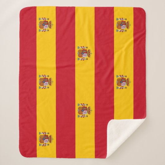 Patriottische Sherpa Blanket met vlag Spanje Sherpa Deken (Voorkant)