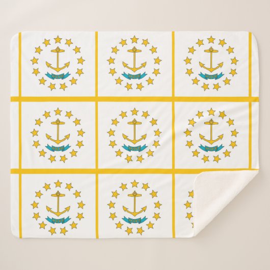 Patriottische Sherpa Blanket met vlag van Rhode Is Sherpa Deken (Voorkant (horizontaal))