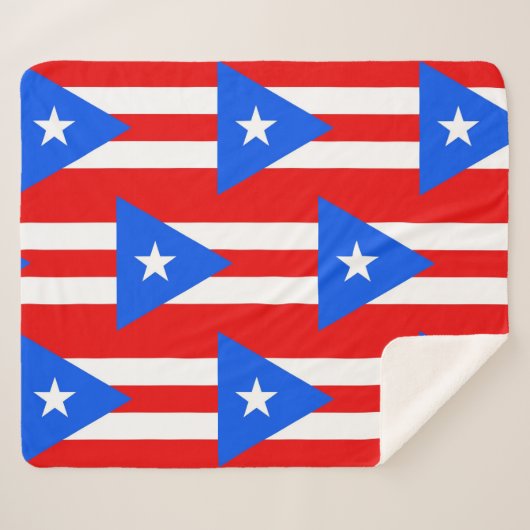 Patriottische Sherpa Deken met Puerto Rico vlag (Voorkant (horizontaal))