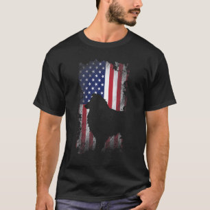 Patriottische Shetland Sheepdog American Flag Cool T-shirt
