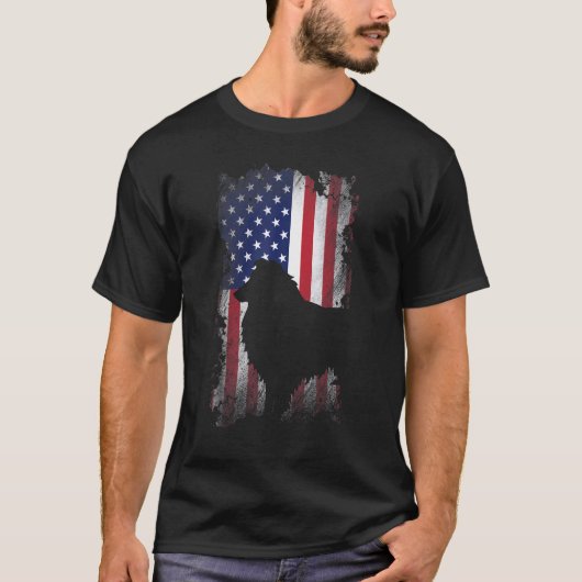 Patriottische Shetland Sheepdog American Flag Cool T-shirt (Voorkant)