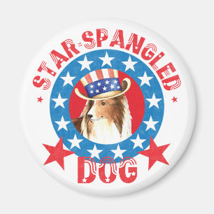 Patriottische Shetland Sheepdog Magneet