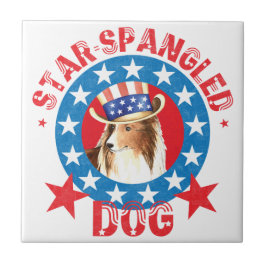 Patriottische Shetland Sheepdog Tegeltje