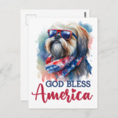 Patriottische Shih Tzu, God zegene Amerika Briefka Briefkaart (Voorkant / Achterkant)