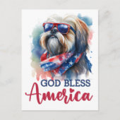 Patriottische Shih Tzu, God zegene Amerika Briefka Briefkaart (Voorkant)