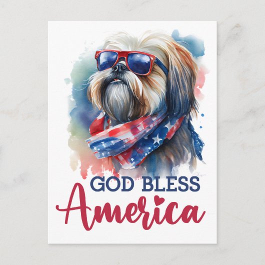 Patriottische Shih Tzu, God zegene Amerika Briefka Briefkaart (Voorkant)