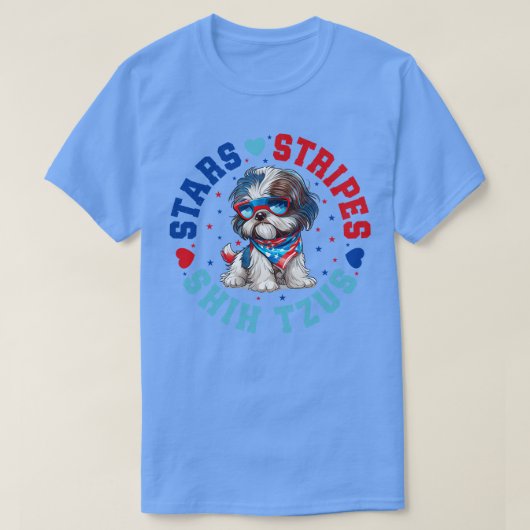 Patriottische Shih Tzu hond voor 4 juli viering T-shirt (Design voorkant)