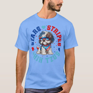 Patriottische Shih Tzu hond voor 4 juli viering T-shirt