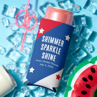 Patriottische "Shimmer Sparkle Shine" trouwgunsten Seltzer Blikjeskoeler