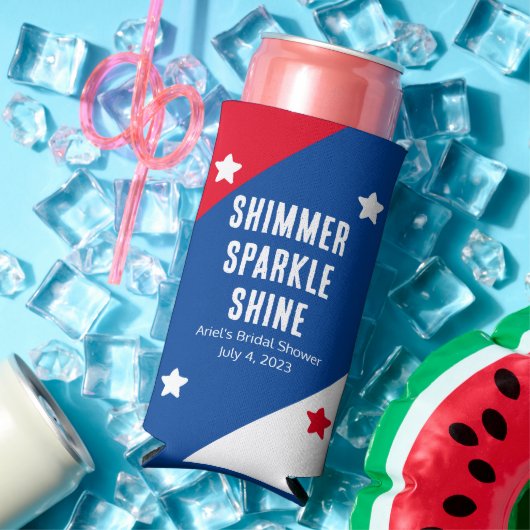 Patriottische "Shimmer Sparkle Shine" trouwgunsten Seltzer Blikjeskoeler (Insitu Zomer)
