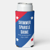 Patriottische "Shimmer Sparkle Shine" trouwgunsten Seltzer Blikjeskoeler (Seltzer Achterkant)