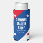 Patriottische "Shimmer Sparkle Shine" trouwgunsten Seltzer Blikjeskoeler (Seltzer Voorkant)