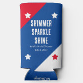 Patriottische "Shimmer Sparkle Shine" trouwgunsten Seltzer Blikjeskoeler (Achterkant)