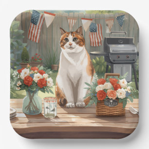 Patriottische Siamese Kat Papieren Borden 4 Juli Bordje