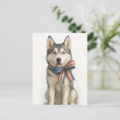 Patriottische Siberische Husky Briefkaart (Staand voorkant)