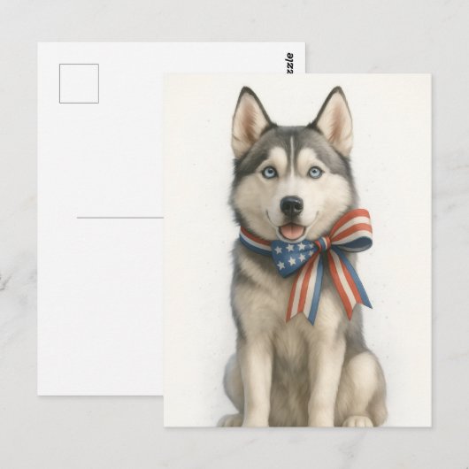 Patriottische Siberische Husky Briefkaart (Voorkant / Achterkant)