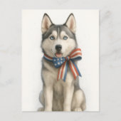 Patriottische Siberische Husky Briefkaart (Voorkant)