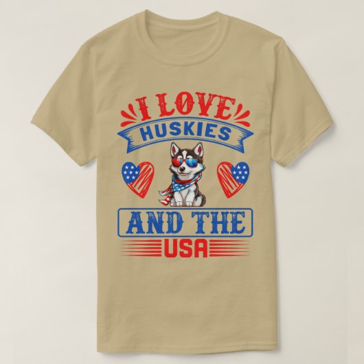 Patriottische Siberische Husky Hond 2 T-shirt (Design voorkant)