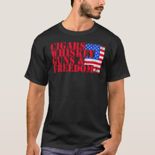 Patriottische Sigaren Whiskey Pistolen Vrijheid T-shirt