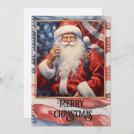 Patriottische Sinterklaas Waterverf Feestdagenkaart (Voorkant / Achterkant)