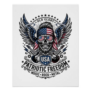 Patriottische Sjaal Rocker Oude Glorie Muziek Rock Perfect Poster