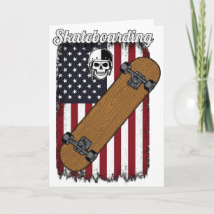 Patriottische Skateboarden USA Vlag & Schedel Spor Kaart
