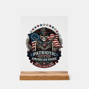 Patriottische Skelet Cowboy Donkere Patriot Skelet Acryl Bord