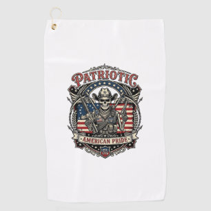 Patriottische Skelet Cowboy Donkere Patriot Skelet Golfhanddoek