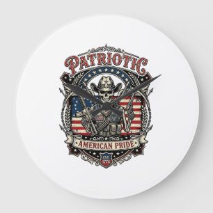 Patriottische Skelet Cowboy Donkere Patriot Skelet Grote Klok