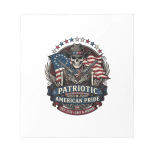 Patriottische Skelet Cowboy Donkere Patriot Skelet Notitieblok