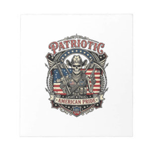 Patriottische Skelet Cowboy Donkere Patriot Skelet Notitieblok
