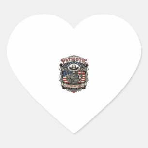 Patriottische Skelet Cowboy Donkere Patriottische  Hart Sticker