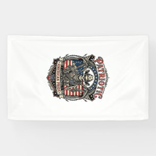 Patriottische Skelet Cowboy Donkere Patriottische  Spandoek