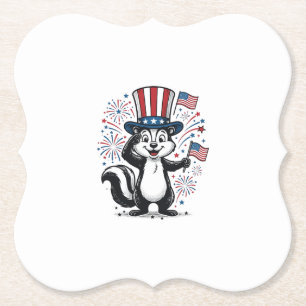 Patriottische Skunk Vintage-Vuurwerk Grafische Shi Kartonnen Onderzetters