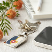 Patriottische sleutelhanger met de vlag van Tulsa  (Zijkant)